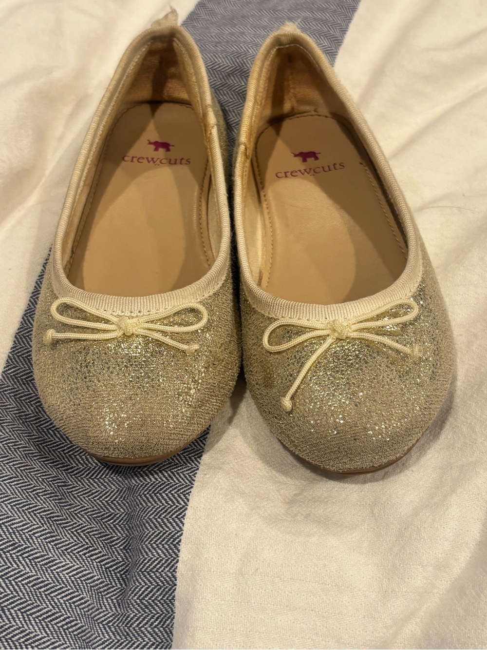 Crewcuts Girls' Gold Glitter Ballet Flats
